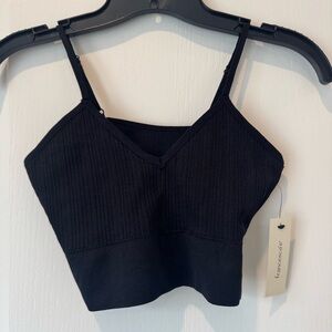 L FRANCESCAS Collections Black Ribbed Bralette Top